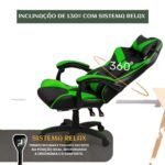 Cadeira De Escritório Gamer Nitro Ergonômica Estofado Couro Sintético Reclinável Altura Ajustável Apoio Para Pés Cor Verde - Imagem 4