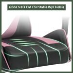 Cadeira De Escritório Gamer Nitro Ergonômica Estofado Couro Sintético Reclinável Altura Ajustável Apoio Para Pés Cor Rosa - Imagem 4