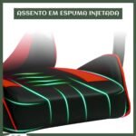 Cadeira De Escritório Gamer Nitro Ergonômica Estofado Couro Sintético Reclinável Altura Ajustável Apoio Para Pés Cor Vermelho - Imagem 4
