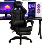 Cadeira De Escritório Gamer Nitro Ergonômica Estofado Couro Sintético Reclinável Altura Ajustável Apoio Para Pés Cor Preto