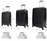 Kit de Malas de Viagem P/M/G Preto - Imagem 4