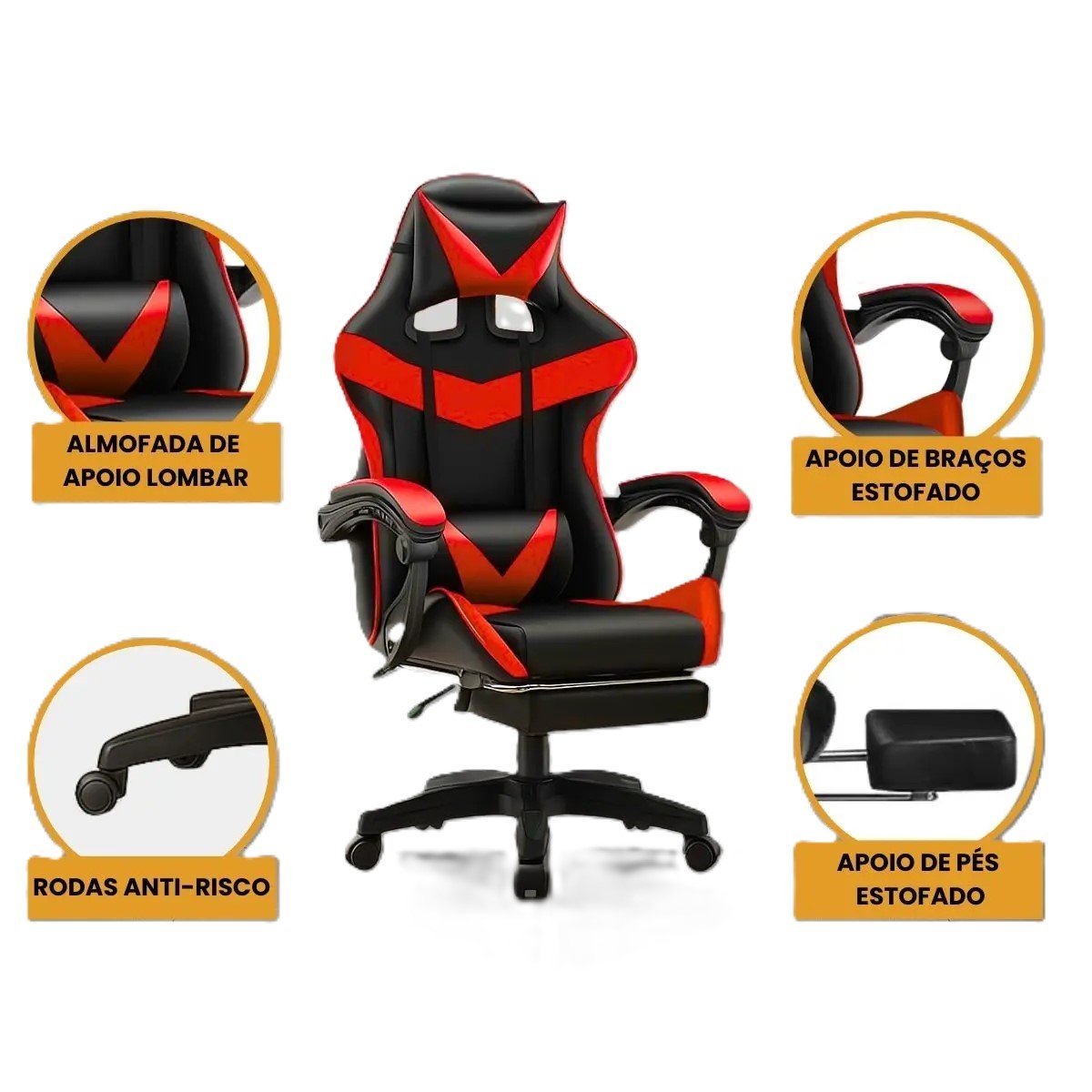 D_NQ_NP_2X_790584-MLA100009851782_122025-F Cadeira De Escritório Gamer Nitro Ergonômica Estofado Couro Sintético Reclinável Altura Ajustável Apoio Para Pés Cor Vermelho - Imagem 1