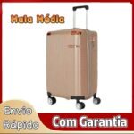 Mala de Viagem Média Rígida ABS com Rodas Removíveis Expansível M295 Dourada - Imagem 2
