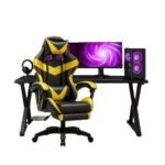 Cadeira De Escritório Gamer Nitro Ergonômica Estofado Couro Sintético Reclinável Altura Ajustável Apoio Para Pés Cor Dourado - Imagem 6