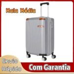 Mala de Viagem Média 57L Rígida em ABS Com 4 Rodas Removíveis e Cadeado TSA