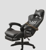 Cadeira De Escritório Gamer Nitro Ergonômica Estofado Couro Sintético Reclinável Altura Ajustável Apoio Para Pés Cor Preto - Imagem 6