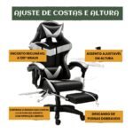 Cadeira De Escritório Gamer Nitro Ergonômica Estofado Couro Sintético Reclinável Altura Ajustável Apoio Para Pés Cor Branco - Imagem 6