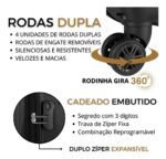 Mala Viagem/bordo 10kg Rodas Dupla 360° Cadeado Acoplado - P Cor Preto 8130 - Imagem 6