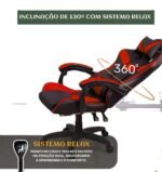 Cadeira De Escritório Gamer Nitro Ergonômica Estofado Couro Sintético Reclinável Altura Ajustável Apoio Para Pés Cor Vermelho - Imagem 7