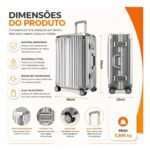 Mala De Bordo 10 Kgs Pequena Com Rodinhas Duplas 360° 20 Polegadas Medidas Anac Viagem Avião Azul Gol Latam Feminina Masculina Trava Tsa Dupla Abs Cor Cinza - Imagem 5