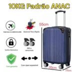 Mala De Viagem  2060 Azul 55 Cm X 35cm X 25cm 10kg Abs Rodinhas 360 Leva Na Cabine Do Avisão Resistente - Imagem 6