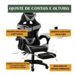 Cadeira De Escritório Gamer Nitro Ergonômica Estofado Couro Sintético Reclinável Altura Ajustável Apoio Para Pés Cor Cinza - Imagem 10